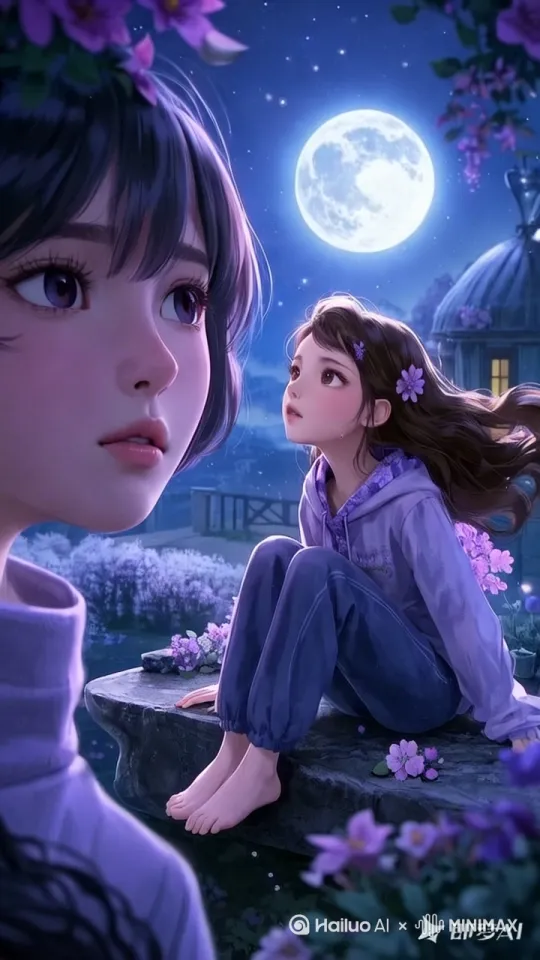 忧伤的表情慢慢转成甜蜜的表情，[右移,左摇,跟随] by Hailuo AI Video Generator