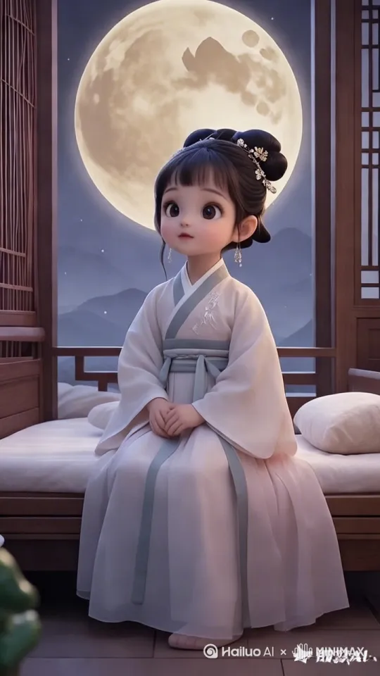 全景，主角静坐床边，镜头从房间门口缓慢推进 by Hailuo AI Video Generator