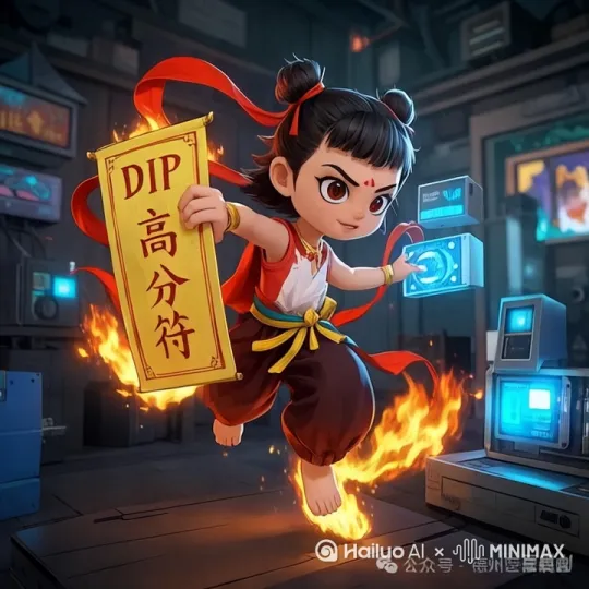 [左移,推进,右摇]李哪吒走进信息科，拿出高分符，给医院服务器输送能量，提高首页分值。 by Hailuo AI Video Generator