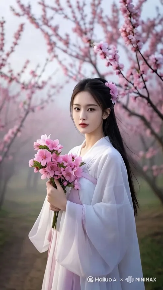 电影感镜头从左侧平缓转向中心，聚焦于一位长发飘逸的亚洲女性，[左移,右摇,跟随]转头时发丝被微风轻轻带起，眼眸微弯露出自然甜美不露牙齿的微笑，脸颊呈现柔和红晕，背景虚化突出人物，画面采用暖金色调与浅景深，4K高清画质搭配胶片颗粒质感，30fps流畅展现嘴角扬起的动态细节 by Hailuo AI Video Generator