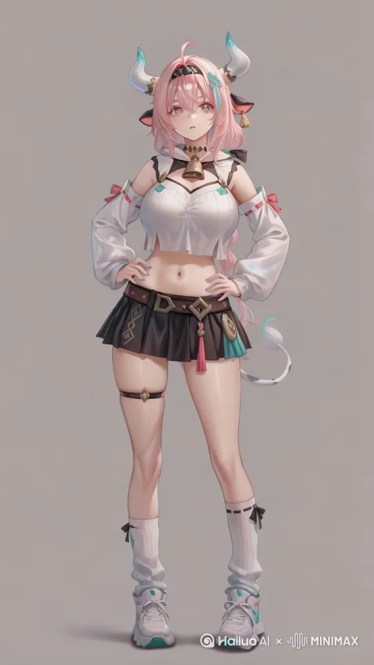 轻微晃动，头发飘动，眼睛灵动，不要运镜，可爱，完整的动作循环 by Hailuo AI Video Generator