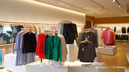 一套最新款的春秋女装展现在人们的视线里，[推出,上升,下摇] by Hailuo AI Video Generator