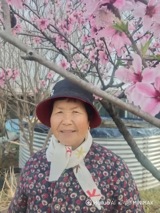 面带慈祥的微笑在桃花源里漫步 by Hailuo AI Video Generator