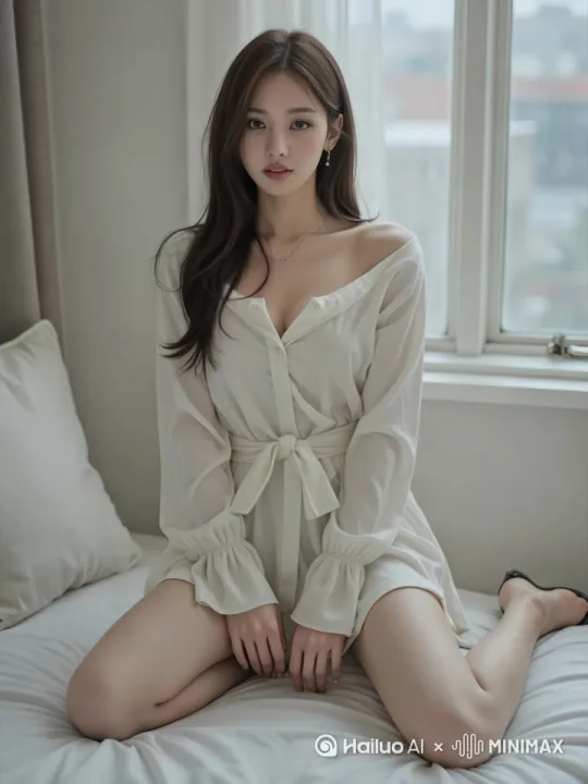 女子双手取下脖子上的项链，展示项链 by Hailuo AI Video Generator