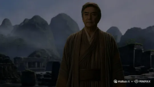- 景别：中景
 
- 画面内容：画面渐亮，一位讲述者站在神秘的古老场景前，背后是云雾缭绕的山峦和古老的遗迹。讲述者身着古朴长袍，神情庄重，伸手做出引领的动作，仿佛在邀请观众一同探秘。
 
- 画面提示词：画面渐亮，讲述者着古朴长袍站在云雾缭绕山峦与古老遗迹前，神情庄重伸手引领
 
- 色调：以古朴的棕色、灰色为主，突出古老氛围，讲述者长袍可稍鲜艳以突出主体 by Hailuo AI Video Generator