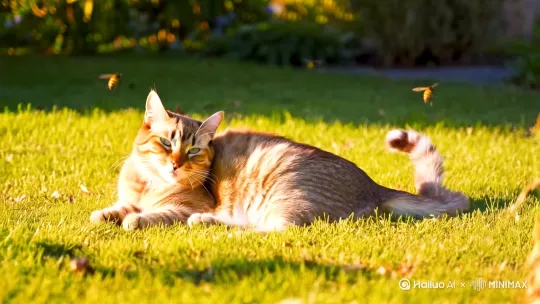 生产一段猫晒太阳的ai视频 by Hailuo AI Video Generator