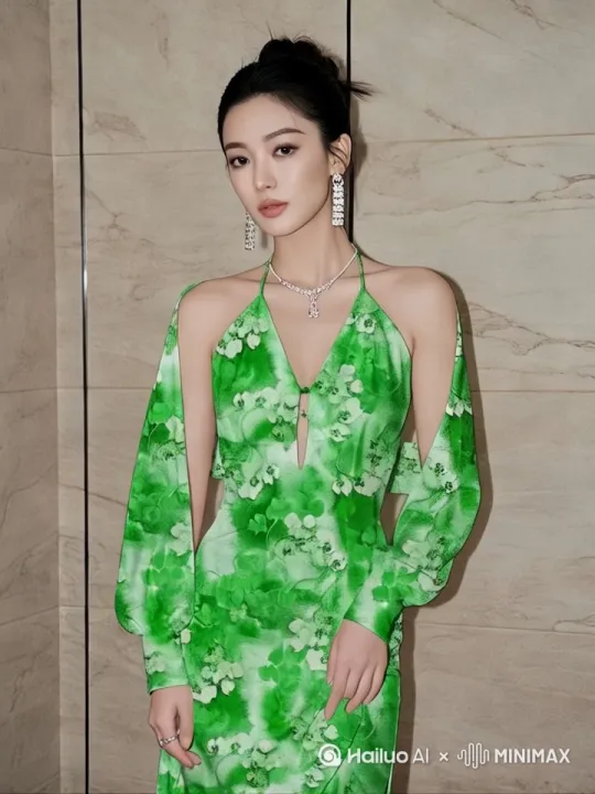 模特原地转一圈，保持衣服的色彩。 by Hailuo AI Video Generator