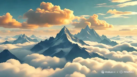 镜头[拉远]，画面中云的运动是缓慢飘荡 by Hailuo AI Video Generator
