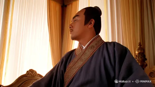 [推进,上升]李白在清晨醒来[右摇,变焦推进]喝着烈酒[推出,上升,下摇]骑着快马[上升]吟诗一首[固定镜头]将进酒 by Hailuo AI Video Generator