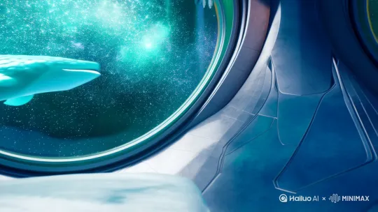 当银蓝色星舰无声地滑入虹光漩涡，舷窗外骤然展开的星海令呼吸停滞。碎钻般的星尘在零重力中凝成鲸群，摆动着磷光尾鳍游过舷窗，每片鳞甲都在折射不同维度的微光。远处玫瑰星云的丝绻气团正缓慢坍缩，凝聚成水晶宫殿的轮廓，廊柱间漂浮着液态的星火。突然有青绿色流星雨横向掠过，竟是半透明的人鱼星座在追逐彗星长尾，她们甩动的发丝化作拖曳的紫罗兰星轨。舰身下方浮现环形浮岛，千万年冰晶包裹着发光的远古机械，齿轮咬合间喷涌出彩虹星屑。当指尖触碰舷窗的刹那，整片猎户座忽然开始顺时针旋转，化作通往新宇宙的螺旋门扉，而门缝中渗出的，是带着琴弦震颤声的靛蓝色星芒。 by Hailuo AI Video Generator