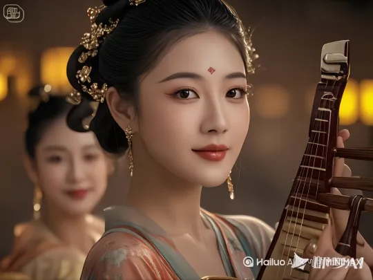|4|0:20 - 0:30|近景|美女们随着丝竹鼓乐交织的音乐舞动，身姿轻盈，舞步灵动，特写她们精致的面容和灵动的眼神|跟镜头，跟随舞者动作移动|旋转|丝竹与鼓乐交融的音乐，节奏加快，加强律动感|稍快| by Hailuo AI Video Generator