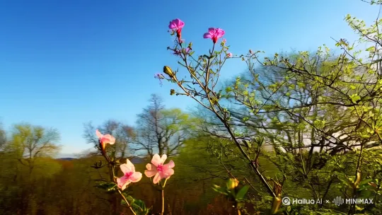 我眼里的春天
 
风有了温度，吹绿荒芜。枝头的花，绽放成诗。暖阳倾洒，唤醒万物。春天，是一场盛大的温柔奔赴。 by Hailuo AI Video Generator