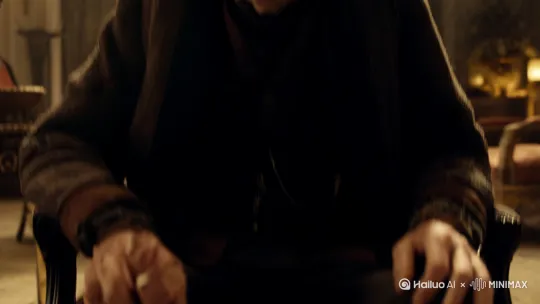 [下降,上摇]一位白发苍苍的老人吃下一颗要[上升]变成一个青年壮汉，微微一笑 by Hailuo AI Video Generator