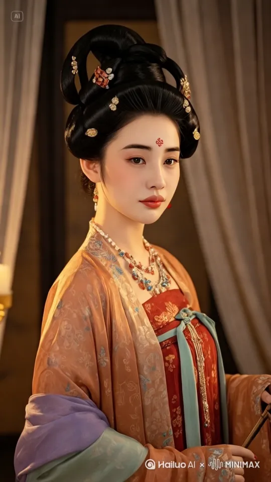 [右移,左摇,跟随]，汉服美人側立着 by Hailuo AI Video Generator