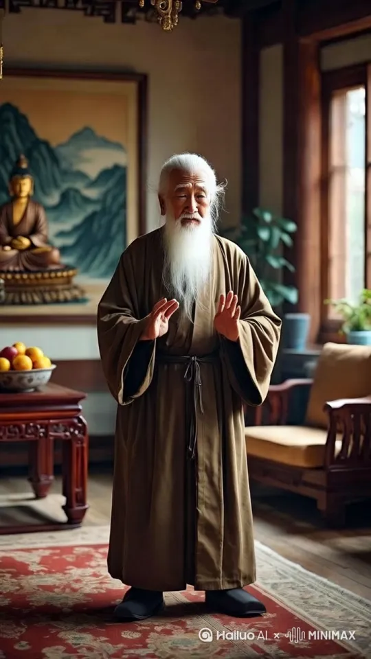 镜头聚焦客厅，老者双手快速结印，身体周围空气开始扭曲。老者的身体逐渐变得透明，最终完全消失，只留下客厅内的物品和微微扭曲的空气。 by Hailuo AI Video Generator
