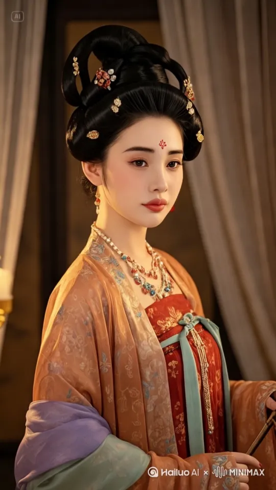 [左移,右摇,跟随]汉服美人側立着 by Hailuo AI Video Generator