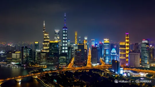上海夜景听着悠闲的音乐看上海全景 by Hailuo AI Video Generator