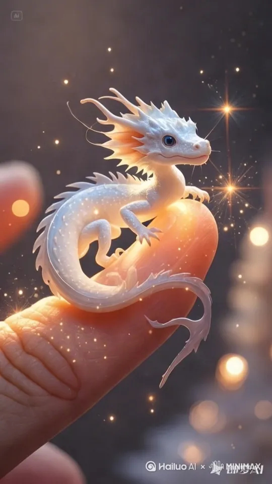 [左移,右摇,跟随]′手指上的小龙在围绕着手指盘旋 by Hailuo AI Video Generator