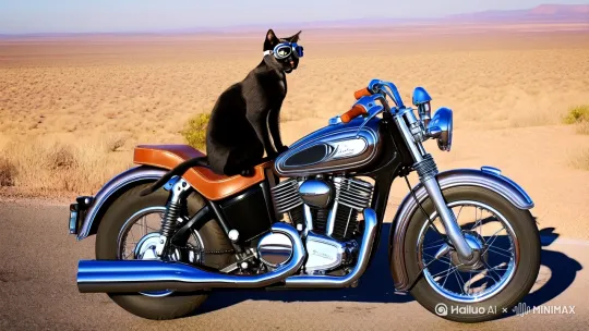 猫骑摩托 by Hailuo AI Video Generator