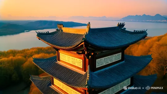 《岳阳楼记》
庆历四年春，滕子京谪守巴陵郡。越明年，政通人和，百废具兴。乃重修岳阳楼，增其旧制，刻唐贤今人诗赋于其上。属予作文以记之。
予观夫巴陵胜状，在洞庭一湖。衔远山，吞长江，浩浩汤汤，横无际涯；朝晖夕阴，气象万千。此则岳阳楼之大观也，前人之述备矣。然则北通巫峡，南极潇湘，迁客骚人，多会于此，览物之情，得无异乎？
若夫淫雨霏霏，连月不开，阴风怒号，浊浪排空；日星隐曜，山岳潜形；商旅不行，樯倾楫摧；薄暮冥冥，虎啸猿啼。登斯楼也，则有去国怀乡，忧谗畏讥，满目萧然，感极而悲者矣。
至若春和景明，波澜不惊，上下天光，一碧万顷；沙鸥翔集，锦鳞游泳；岸芷汀兰，郁郁青青。而或长烟一空，皓月千里，浮光跃金，静影沉璧，渔歌互答，此乐何极！登斯楼也，则有心旷神怡，宠辱偕忘，把酒临风，其喜洋洋者矣。
嗟夫！予尝求古仁人之心，或异二者之为，何哉？不以物喜，不以己悲；居庙堂之高则忧其民；处江湖之远则忧其君。是进亦忧，退亦忧。然则何时而乐耶？其必曰“先天下之忧而忧，后天下之乐而乐”乎。噫！微斯人，吾谁与归？
时六年九月十五日。 by Hailuo AI Video Generator