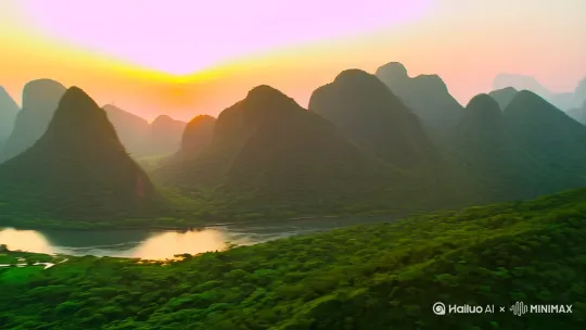 广西柳州市[右摇,变焦推进]风景[推进,上升] by Hailuo AI Video Generator