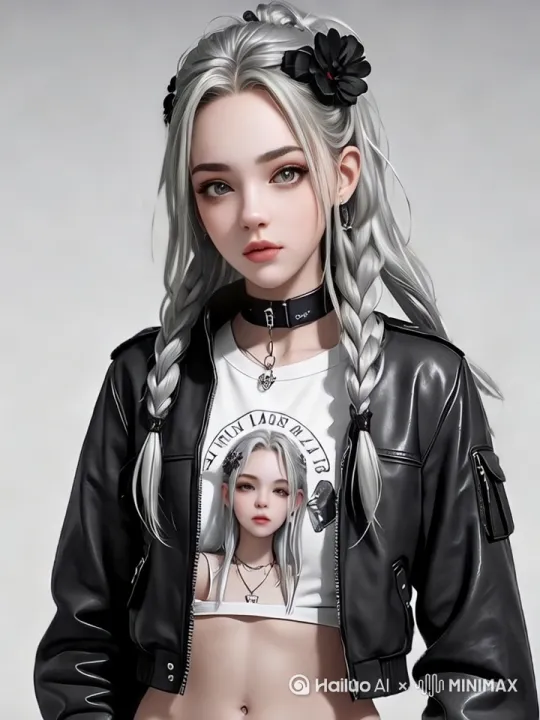 女孩气鼓鼓的，T恤衫上的女孩兴高采烈，镜头跟随 by Hailuo AI Video Generator