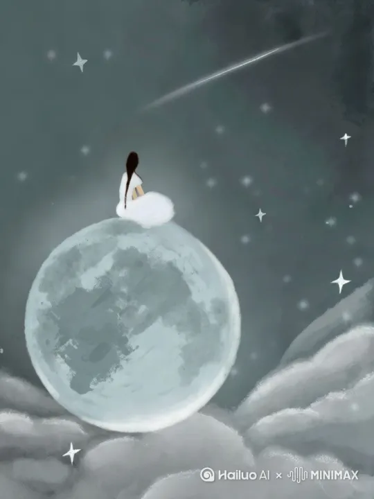 人物不动，让星星闪烁，让流星从画外穿过画面消失。 by Hailuo AI Video Generator