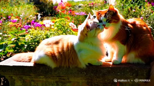 两只正在接吻的猫咪 by Hailuo AI Video Generator