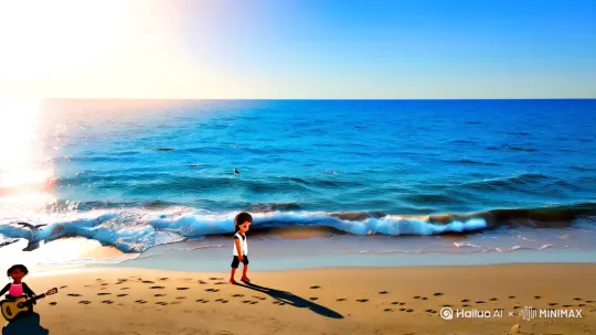 📽️【夏日海边邂逅风暴】分镜脚本

🌊 开场镜头（0-5秒）：
- 画面：烈日当空航拍镜头，湛蓝海面泛着刺眼白光
- 动作：穿白色背心的少年赤脚走在沙滩上，弯腰捡起彩色贝壳
- 声音：海浪声、海鸥鸣叫、轻快的吉他BGM

⚡ 转折镜头（5-8秒）：
- 特写：男孩手中的贝壳突然映出乌云倒影
- 镜头切换：远方海平线迅速聚集的黑色云团
- 音效：隐约的闷雷声由远及近

🌪️ 高潮段落（8-15秒）：
1. 中景：男孩惊讶抬头，头发被突然的狂风吹乱
2. 蒙太奇：
   - 贝壳从手中跌落慢镜头
   - 沙滩游客四处奔跑的混乱场景
   - 闪电劈开天空的仰拍镜头
3. 声音：雷声炸响+骤雨声+逐渐紧张的弦乐

🎬 结尾镜头（15-20秒）：
- 画面：雨幕中模糊的男孩背影奔向海岸树林
- 细节：手中紧握最后捡到的那枚贝壳
- 字幕浮现："那年夏天 突如其来的成长" by Hailuo AI Video Generator