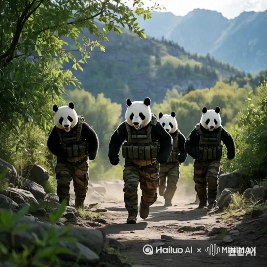 战士们在进行拉练训练，负重向前奔跑。 by Hailuo AI Video Generator