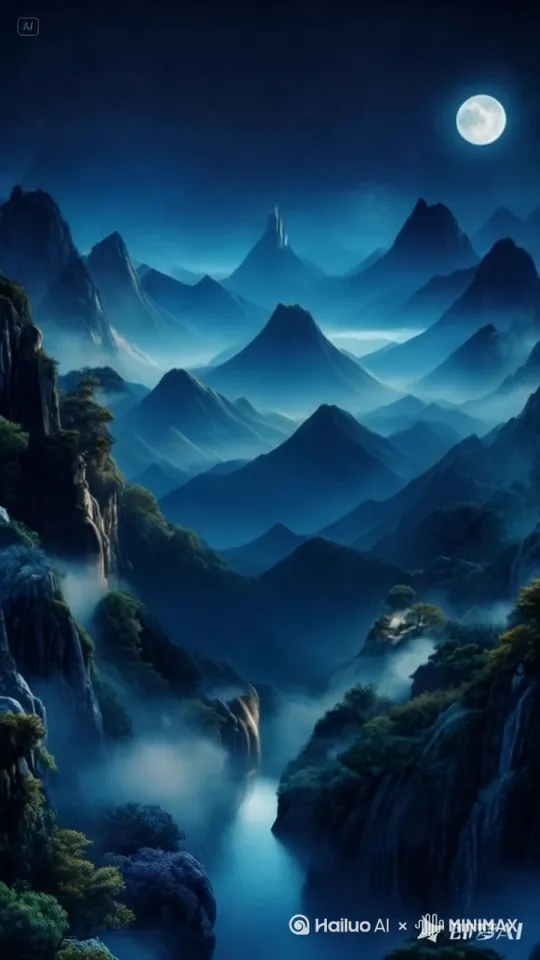 星空闪烁，云雾缭绕[推进,上升] by Hailuo AI Video Generator
