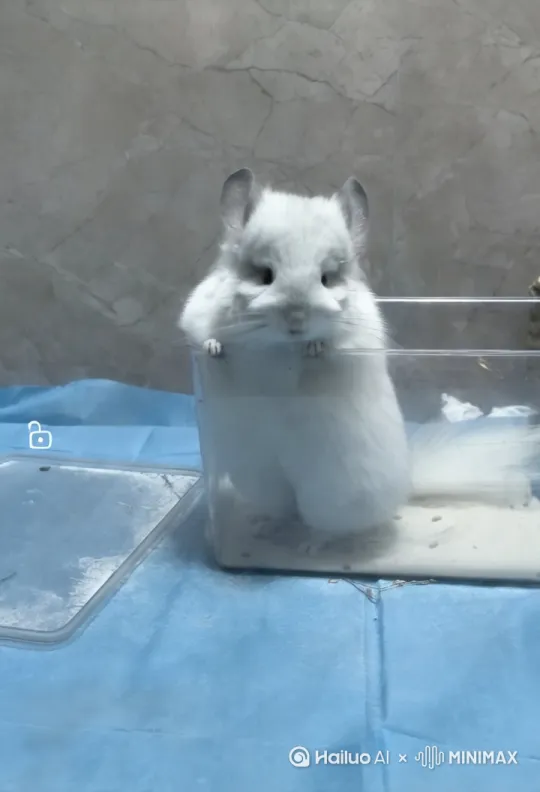 [左移,推进,右摇]镜头停留在这只白色银斑龙猫耳朵上，然后这只白色龙猫拿出一瓶可口可乐请你喝 by Hailuo AI Video Generator