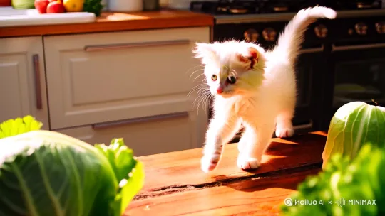 小猫切白菜 by Hailuo AI Video Generator
