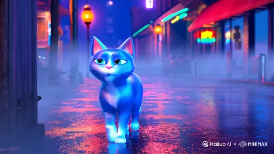 生成一生成了一个蓝猫，他在大街上孤独的走路，跳进了茅坑里。 by Hailuo AI Video Generator