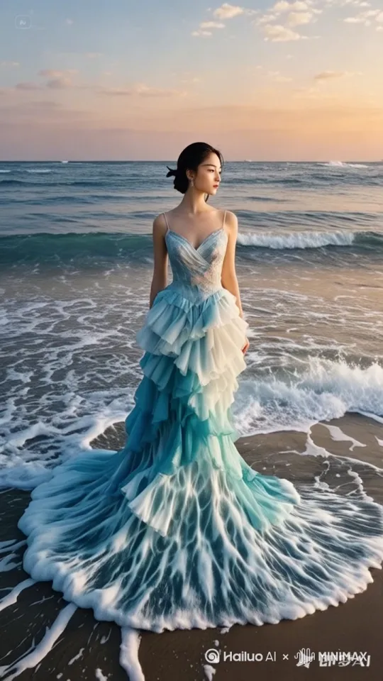 在无垠的海边，一位美女静静伫立。海风轻拂她的发丝，海浪轻拍她的脚踝。她的身影与自然融为一体，象征着自由与和谐。这一刻，时间仿佛静止，美的力量在天地间流淌。无论是视觉的冲击，还是心灵的触动，美女与海的瞬间，成为永恒的画卷。右手要动起来 by Hailuo AI Video Generator