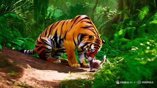 老虎喂小猫 by Hailuo AI Video Generator