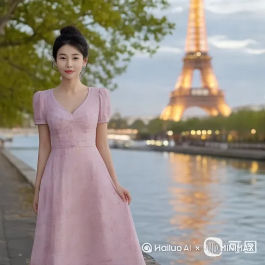 让少女在塞纳河边漫步，优雅从容。 by Hailuo AI Video Generator