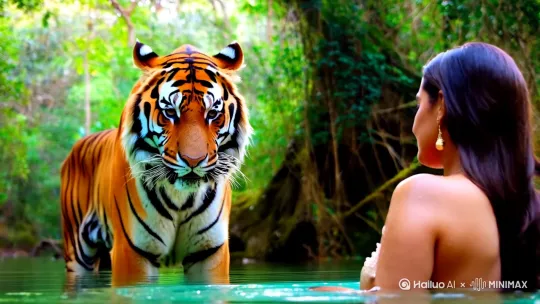 老虎🐅看美女洗澡 by Hailuo AI Video Generator