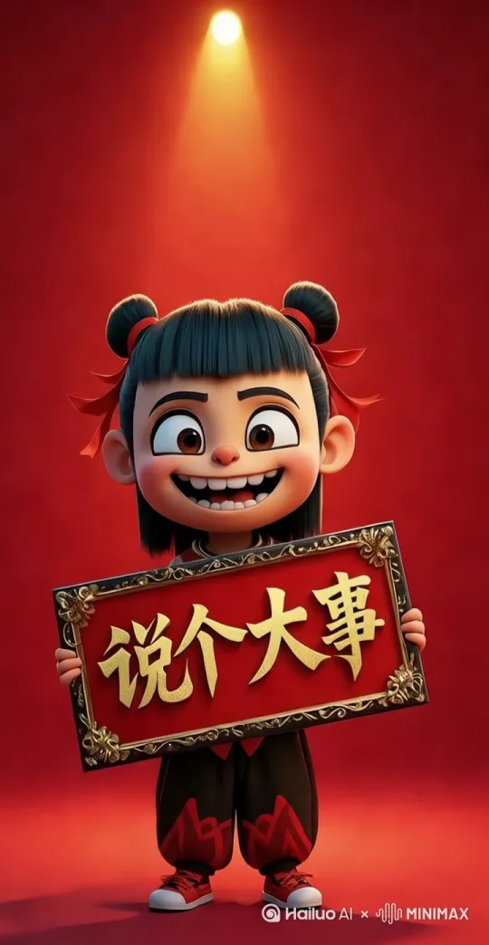 面对镜头，4k高清，近景，人物面部表情特写，人物在滔滔不绝的讲话，生动可爱，人物声音是哪吒之魔童闹海中哪吒原声，说的内容是:河北邯卤记出大招了，零压力保本创业开始了。 by Hailuo AI Video Generator