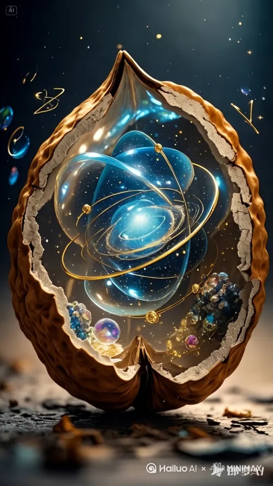 星系按照物理轨迹，在果壳内公转自转。 by Hailuo AI Video Generator