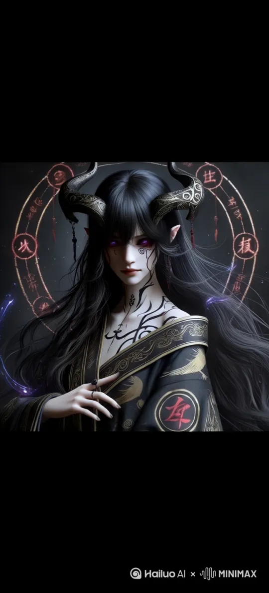 他长发微动，眼神微微动起，背后符文运微微转起来，整个人富有生气 by Hailuo AI Video Generator