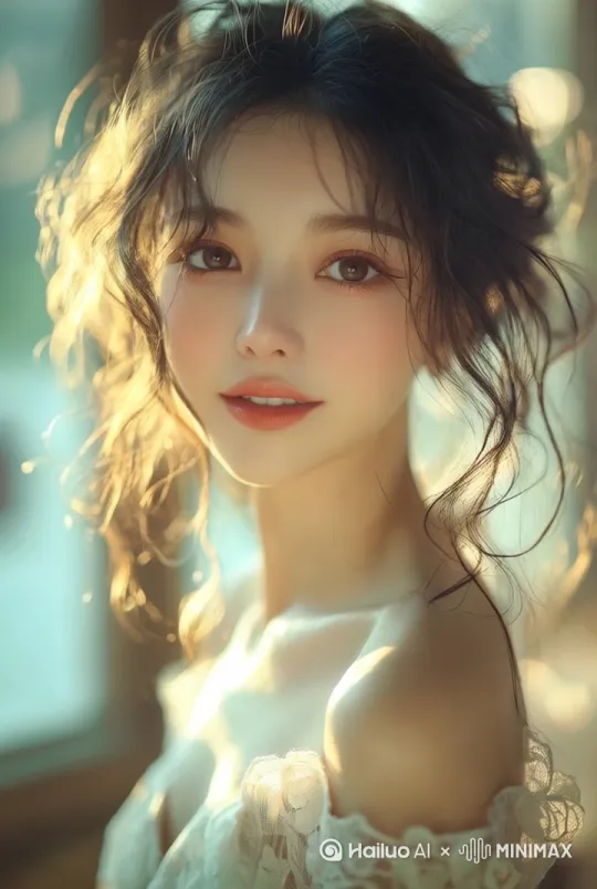 头发随着风吹动，身体轻微摆动，嘴唇微微动 by Hailuo AI Video Generator