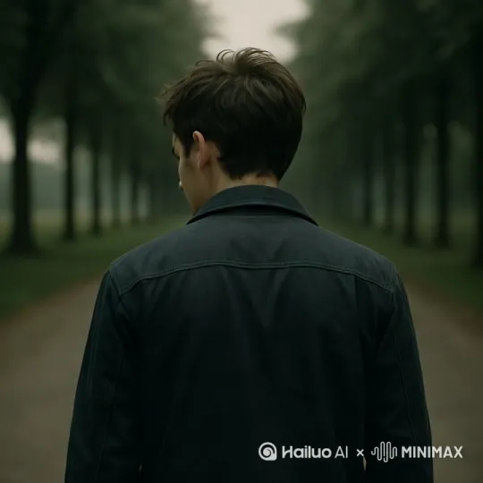 在一片宁静的森林小径上,一个穿着深色牛仔衬衫的男子背对着镜头,缓缓前行。他的头发略显凌乱,随着他的步伐轻轻摆动。周围的树木高耸,树干笔直,树叶在微风中沙沙作响,营造出一种静谧而又略带忧郁的氛围。男子的背影显得孤独而坚定,仿佛在默默承受着某种内心的挣扎或是告别。阳光透过树叶的缝隙,斑驳地洒在他的肩上,为这幅画面增添了一抹温暖的色彩。他的步伐虽然缓慢,却透露出一种不可逆转的决心,仿佛在走向一个新的开始,或是告别一段旧的过去。 by Hailuo AI Video Generator
