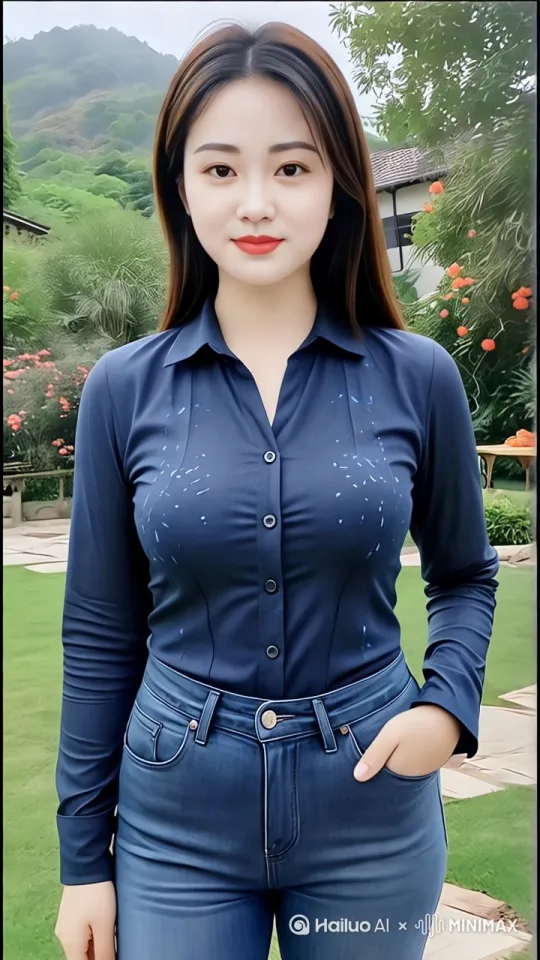 图中美女撸起上衣，肢体微微晃动，微笑，大师运镜 by Hailuo AI Video Generator
