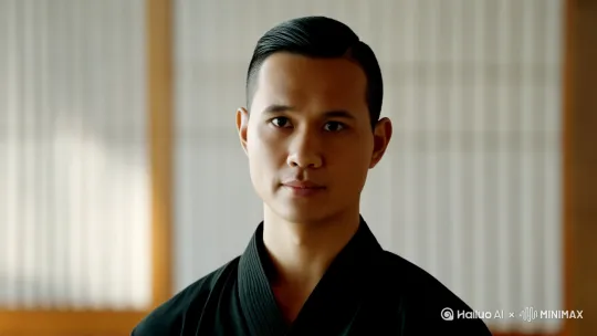 中景，李小龙练了一套双节棍 by Hailuo AI Video Generator