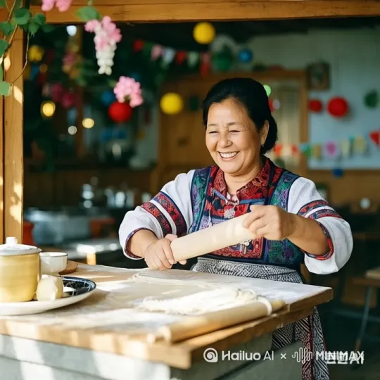 奶奶给孙子做饼的幸福生活 by Hailuo AI Video Generator