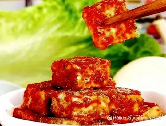小时候吃到外婆用土坛发酵的豆腐乳，味道纯正朴实 by Hailuo AI Video Generator