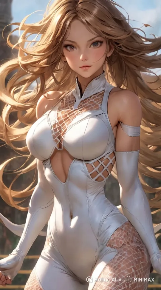[上摇,变焦推进]少女微微一笑，[右移,左摇,跟随]做了一个噤声的姿势。少女伸展双臂。[左移,右摇,跟随]装甲片一片一片由画面外飞来，[变焦推进]附着在少女的皮肤上。[上摇,变焦推进]最后全副武装的少女戴上墨镜。[推出,上升,下摇]少女一挥手，[跟随]转身离去。 by Hailuo AI Video Generator