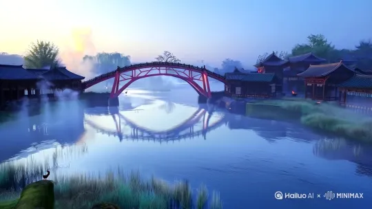 以下是为“小桥流水人家”主题设计的视频分镜头脚本及创作思路，融合诗意与视觉美学：

---
**视频标题**：《水墨江南·小桥人家》
**时长**：3分钟
**风格**：新中式美学｜4K超清｜延时摄影+航拍+细节特写
**背景音乐**：古筝/箫声融合流水与环境白噪音

---

### **分镜头脚本**（按时间顺序）

**1. 开篇·晨曦微露（0:00-0:30）**
- **全景航拍**：青灰色天际线下，薄雾笼罩的江南水乡，黛瓦白墙错落有致。
- **镜头下移**：蜿蜒河道泛着晨光，木质拱桥倒影破碎，背景虚化远处早起的炊烟。
- **音效**：空灵风铃+远处鸡鸣，古筝单音渐入。

**2. 桥之韵（0:30-1:10）**
- **特写推移**：青苔斑驳的石阶，一双绣花布鞋轻踏而过（镜头仅拍下半身与裙摆）。
- **仰角镜头**：桥头石刻“永安桥”三字，露珠从垂柳叶尖滴落桥栏。
- **动态捕捉**：锦鲤群突然跃出水面，慢镜头水珠折射朝阳七彩光斑。

**3. 流水浮生（1:10-1:50）**
- **俯拍长镜头**：乌篷船划过翡翠色河道，船橹推开涟漪，倒影中白云流过。
- **微观镜头**：水草随流摇曳，蜻蜓驻留残荷，露珠沿花瓣滚落（ASMR级水声）。
- **人文镜头**：浣衣妇人棒槌击打青石，孩童岸边追逐纸船，笑声渐远。

**4. 人家烟火（1:50-2:30）**
- **框架构图**：透过雕花木窗，拍天井内老人沏茶，蒸汽袅绕升腾。
- **纵深移动**：穿行青石板巷，掠过悬挂的腊肉、竹编灯笼、窗台兰草。
- **光影艺术**：夕阳斜照白墙，竹影婆娑如水墨挥毫，晾晒的蓝印花布随风鼓动。

**5. 暮色归心（2:30-3:00）**
- **延时摄影**：霞光由金黄褪为靛蓝，家家户户暖黄灯笼次第点亮。
- **长焦压缩**：桥洞形成天然画框，呈现月升、灯火、归舟的层叠意境。
- **收尾镜头**：毛笔字“天静沙·秋思”题于画面，墨迹晕染化作飞鸟掠过水面。

---

### **创作深意**
1. **色彩哲学**：晨雾青灰→日间碧绿→黄昏暖金→夜幕靛蓝，完成自然光色轮回。
2. **动静对照**：流水的永恒流动 vs 建筑的静默沧桑，暗喻时光流逝与文明坚守。
3. **五感通感**：水声桨声、茶香炊烟、织物触感通过视觉暗示引发通感体验。

建议使用大疆Inspire 3搭配变形宽银幕镜头，雨天拍摄可强化水墨质感。如需强化故事性，可加入“游子归乡”人物动线，但会削弱诗意的留白美感。

这样的呈现是否能契合您的想象？可调整具体元素比重或叠加旁白吟诵原诗。 by Hailuo AI Video Generator