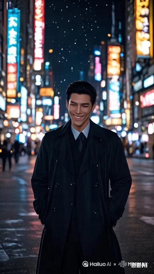 现代都市街道上站着身穿黑色风衣的年轻男子突然垂直升空，人物四肢自然舒展悬浮，飞行轨迹拖拽出白色速度线，背景从钢筋森林瞬间切换为热带雨林再过渡到雪山群峰，镜头采用无人机跟拍视角保持人物居于画面黄金分割点，超现实风格动态构图，高饱和度色彩与流体云特效，伴随飞行速度加快产生空间扭曲波纹，环境色温从冷灰渐变为暖橙再突变为冰川蓝，采用60帧率呈现衣物布料剧烈抖动细节，飞行轨迹残留半透明残影 by Hailuo AI Video Generator